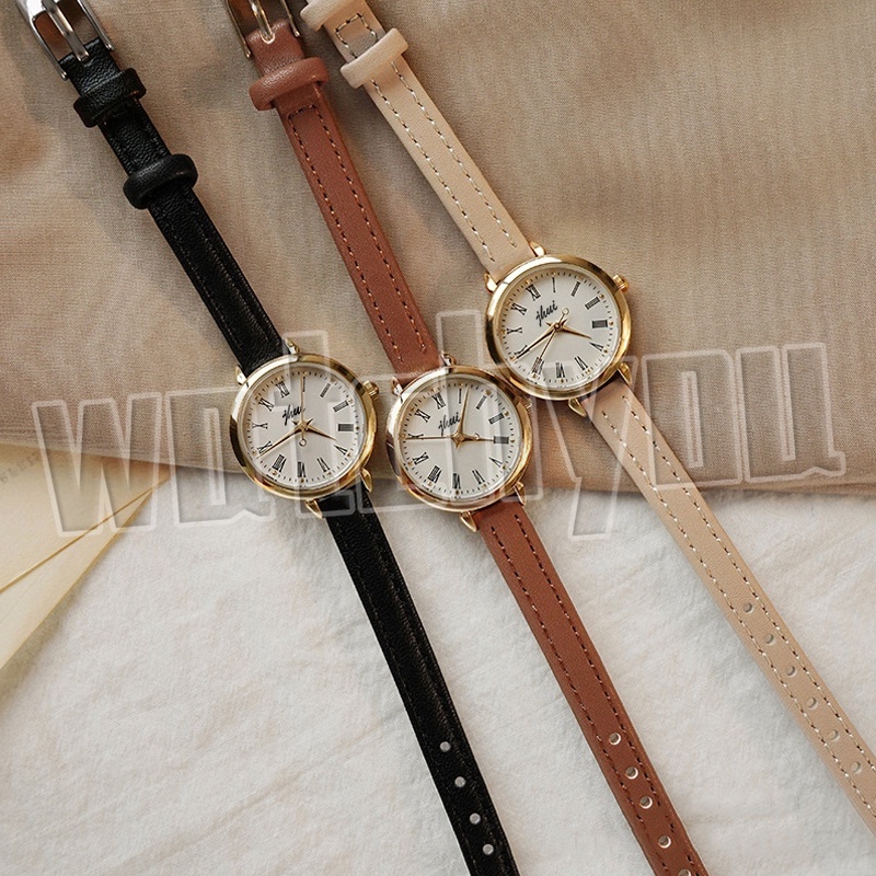 Jam Tangan Wanita A0189  Art Simple Pu With Roman Scale Small Quartz Watches