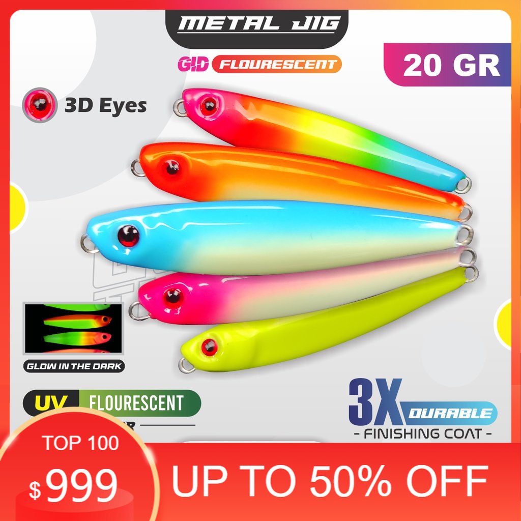 Umpan Metal Jig 20 Gram Full GID  Umpan Metal Jig UV Neon Micro Jig 20g 20gr 20grm 20gram 20 g 20 gr