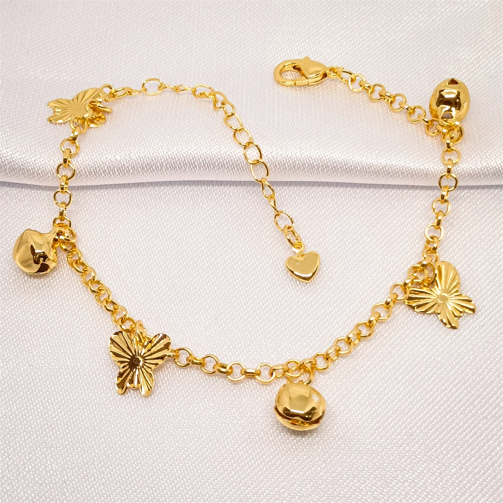 Gelang Tangan Titanium Motif Wanita Jennifer Adjustable Disesuaikan Ukuran Lonceng Lapis Emas 18k Bola Kristal Berlian Xuping Perhiasan Bangle