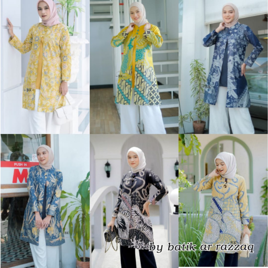 BISA COD TUNIK BATIK JUMBO LD 125/130 ATASAN WANITA TUNIK TUNIK BATIK TERBARU 5.0