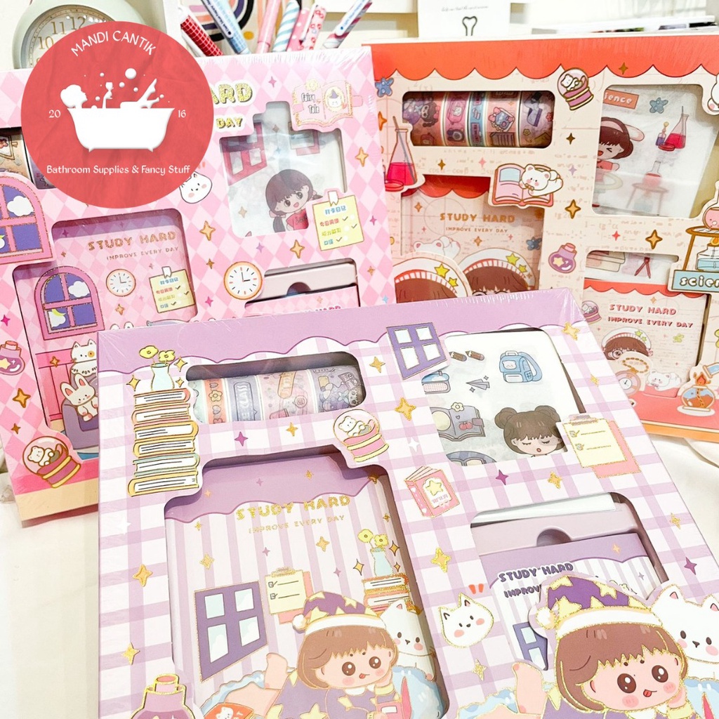 

JURNAL 4 IN 1 KODE S001 STUDY HARD (WASHI TAPE STICKERSTICKY NOTESNOTEBOOK A5)