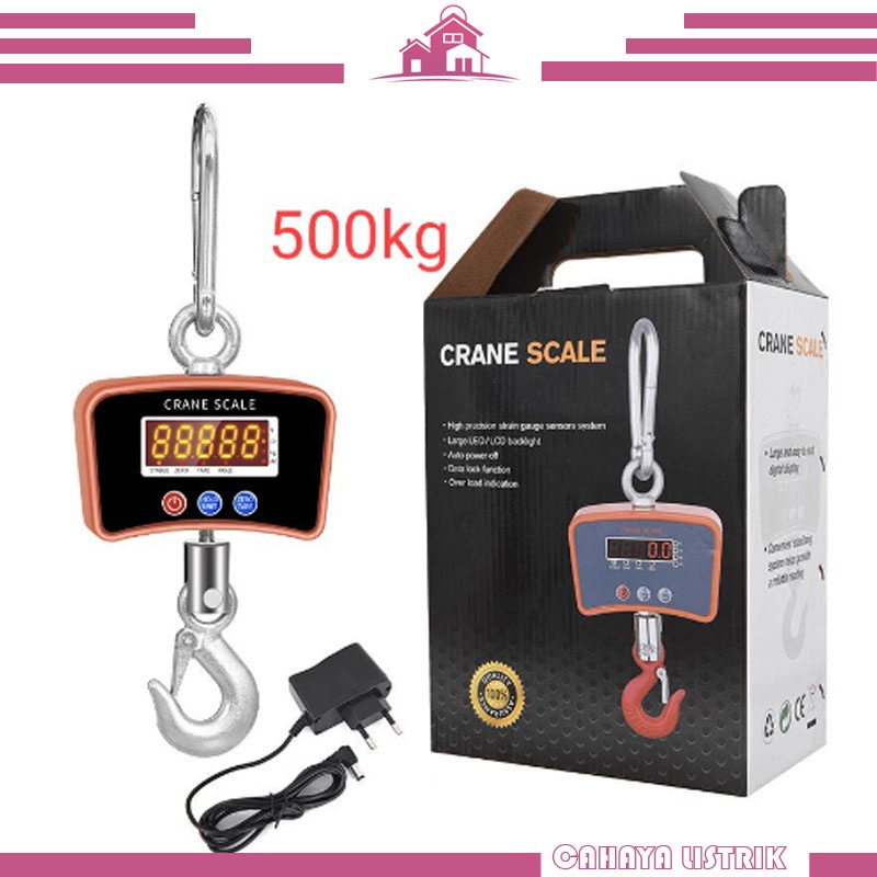 Timbangan Gantung Elektronik OCS 500 KG Besi Digital LED Orange LCD Electronic Hanging Crane Scale 500Kg GARANSI