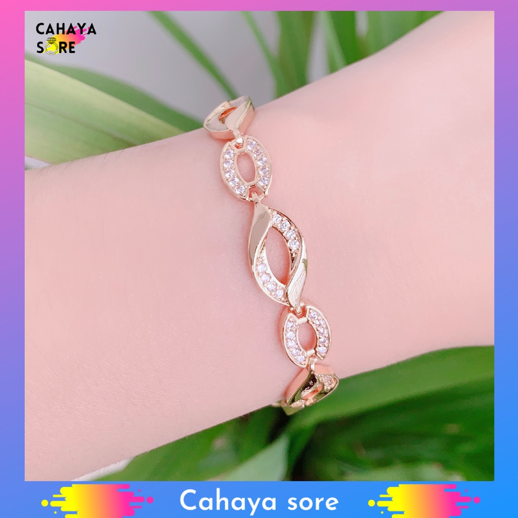 Gelang Xuping Gold Gelang Tangan Dewasa Rantai Permata Tiga Baris G29