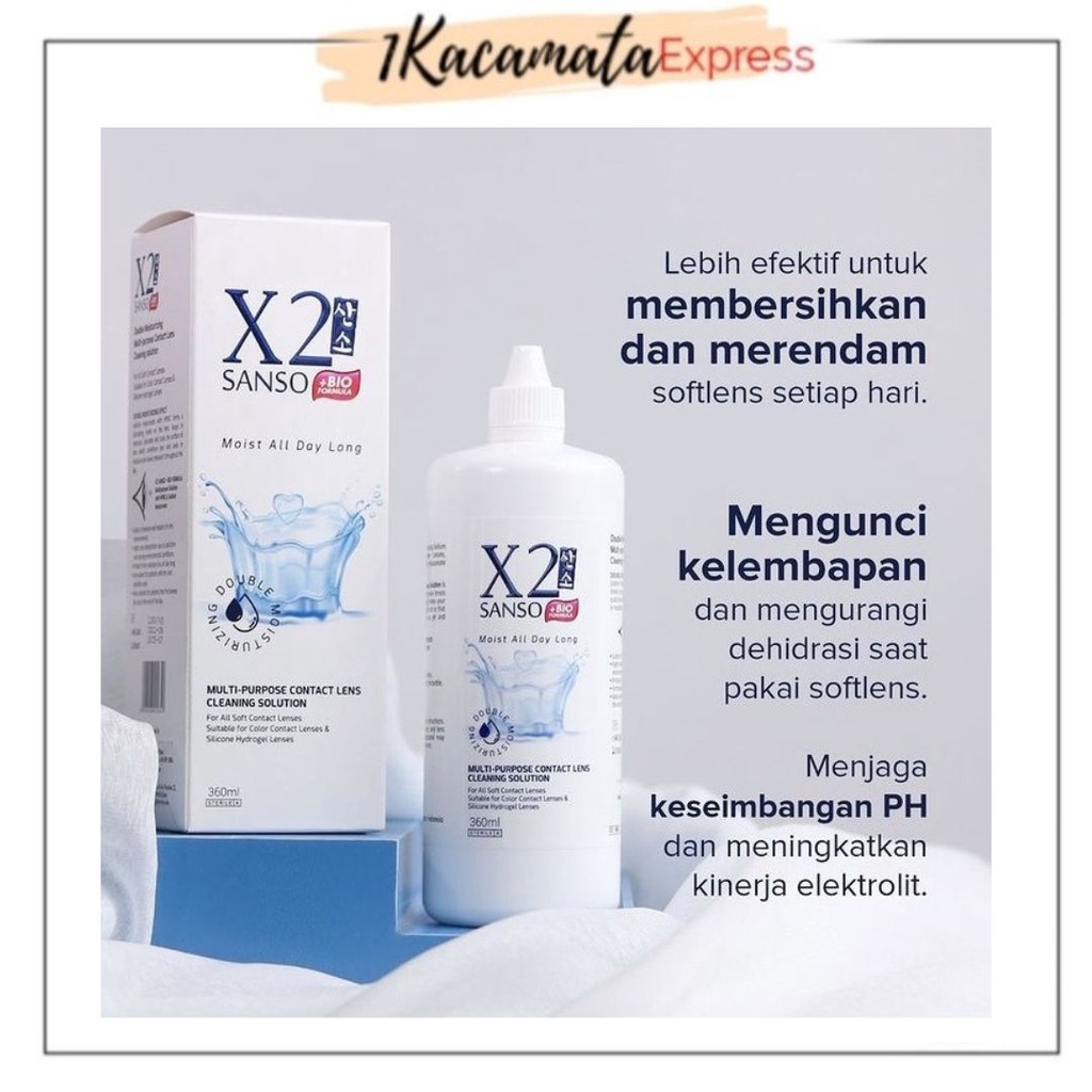 AIR PEMBERSIH X2 SANSO + BIO FORMULA MOIST 360ML CAIRAN SOFTLENS