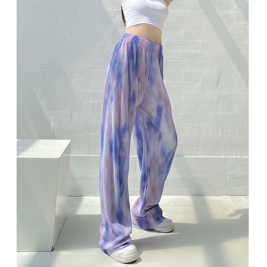 [Premium]Casual Purple Tie-dye Wide-Legged  Pants  2424