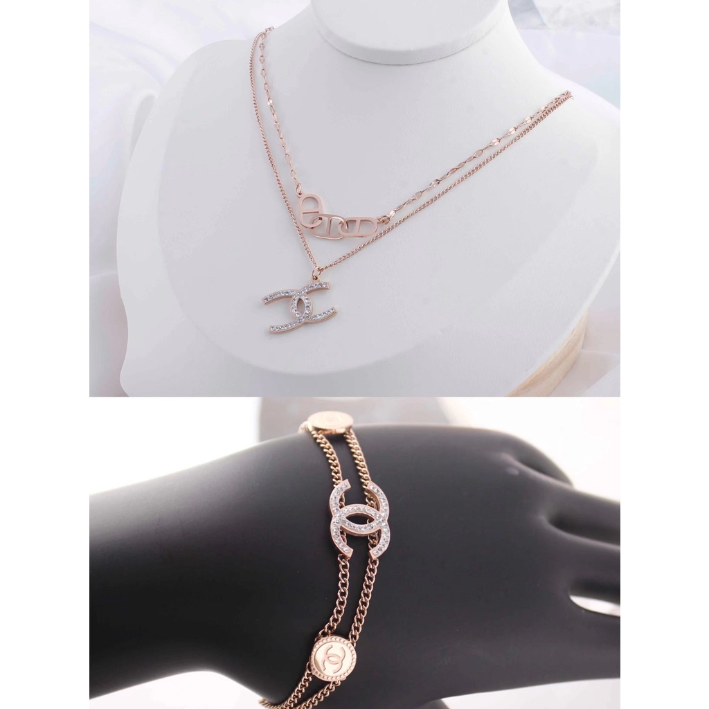 Set Perhiasan Titanium Kalung/gelang Permata Fashion Jewelry 8064/2659