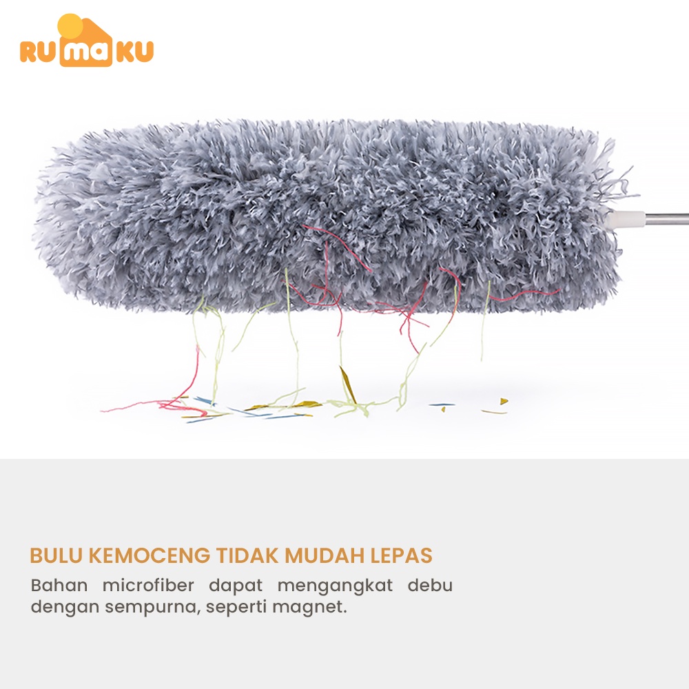 Rumaku Kemoceng Alat Pembersih Debu Rumah Teleskopik Bulu Microfiber Gagang Panjang 2,8 Meter Adjustable