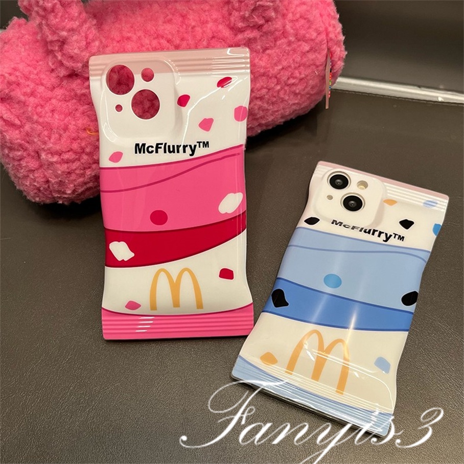 Compatible For iPhone 14 13 12 11 Pro Max X XR Xs Max 8 7 Plus SE 2020 Soft Case Desain Mc Flurry Pink Biru Untuk