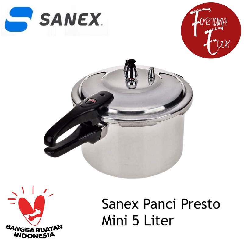 Sanex Panci Presto Mini / Kecil 5 Liter SN - 5.0l Warna Hitam Brilliant Coating Anti Gores dan Karat