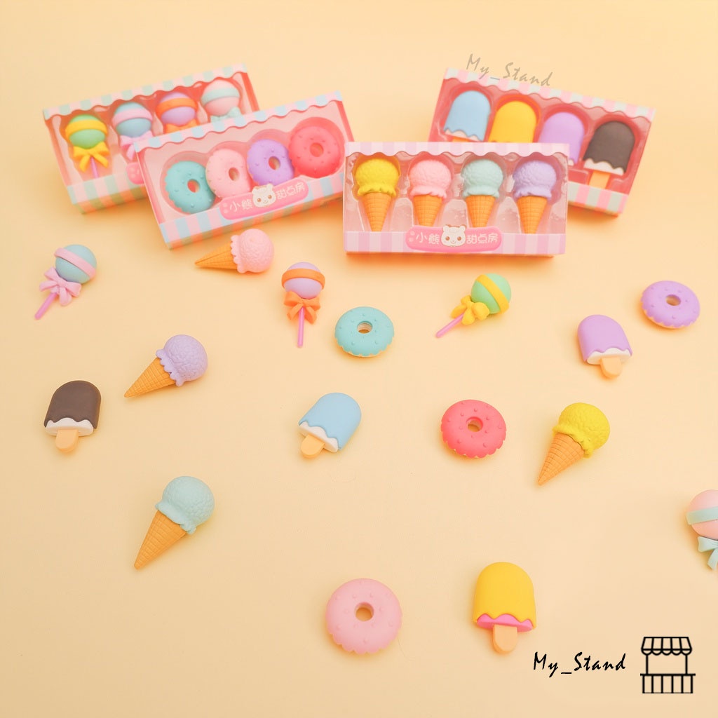 

Penghapus Box Qi Hao Dessert QH-8410 Lolipop Donat Popsicle Ice ConeSetip Hapusan Pensil Eraser stip setip