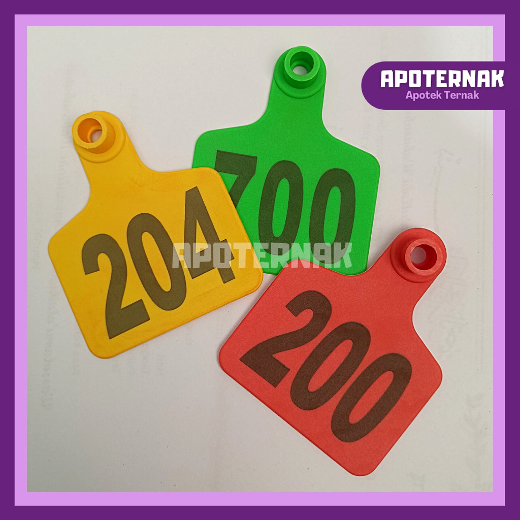 EAR TAG SAPI DOMBA100 pcs BESAR BERNOMOR URUT 001-1000 6x7 cm | Anting Nomor Penanda Telinga Ternak Sapi Kerbau Kambing Domba