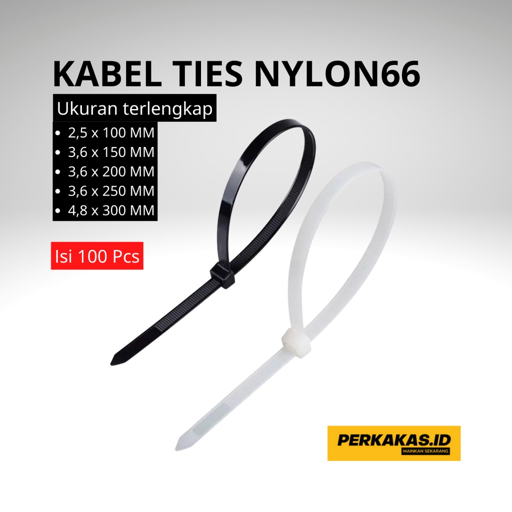 Kabel Ties Hitam Putih 10cm 15cm 20cm 25cm 30cm Isi 100Pcs OWNER