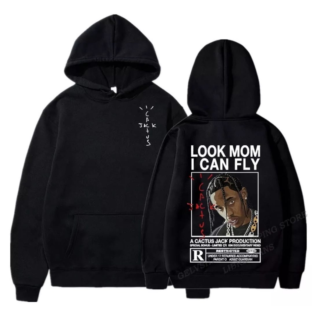 CACTUS JACK| Sweater Hoodie Jumper Distro LOOK MOM I CAN FLY - Jaket Hoodie Black | Jaket Sweater Hoodie Pria Distroo 2022