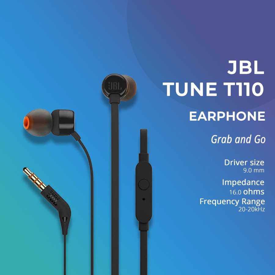 JBL Tune In-ear Earphone - T110 - Black