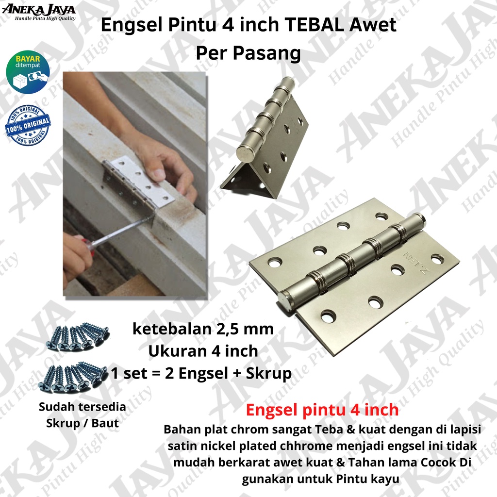 Engsel 5 inch / Engsel lubang 5  - Lubang 4 Engsel Daun pintu Besar &amp; pintu kupu tarung