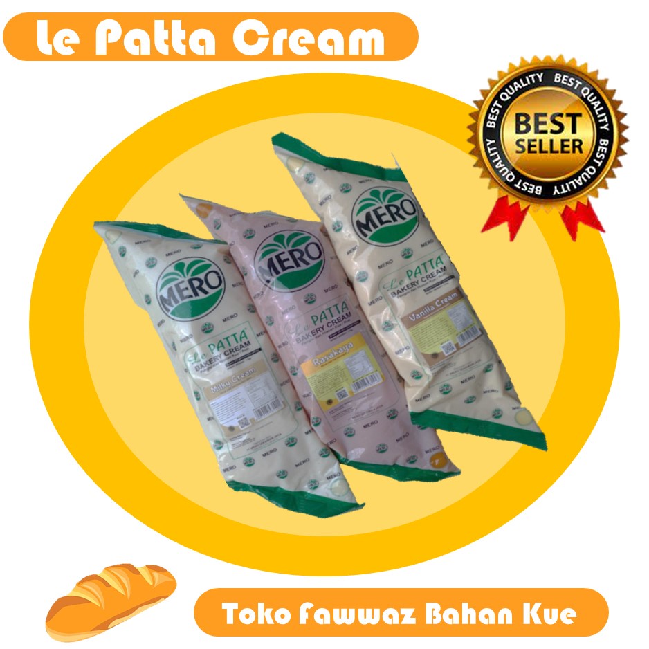 

MERO LEPATTA CREAM MILKY VANILLA RASAKAYA/SARIKAYA 1KG | LE PATTA BAKERY CREAM 1000 gram | FILLING/ KRIM ISIAN ROTI DAN KUE