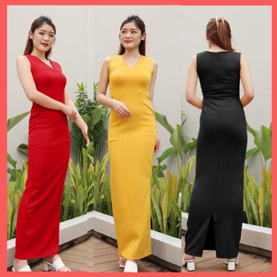Long Dress Pesta Wanita SP4 17320 Bahan Vaganza Pressbody Ketat Streetch / Dres Pesta Party Wanita L