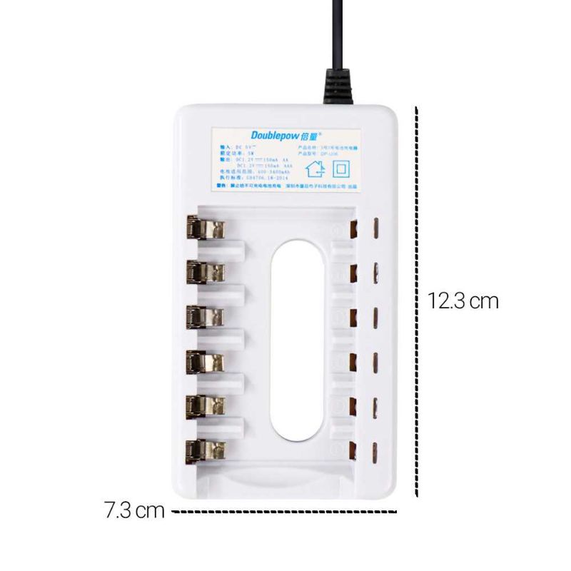 DOUBLEPOW Charger Baterai 6 slot for AA AAA Ni-MH Ni-CD - DP-U06