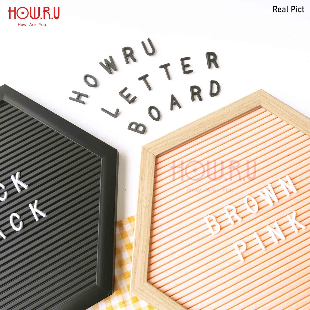 HOW.R.U | Hexa Letter Board Sudah Include Huruf / Papan Nama Bayi / Papan Menu / Dekorasi Rumah Viral 28x30 cm