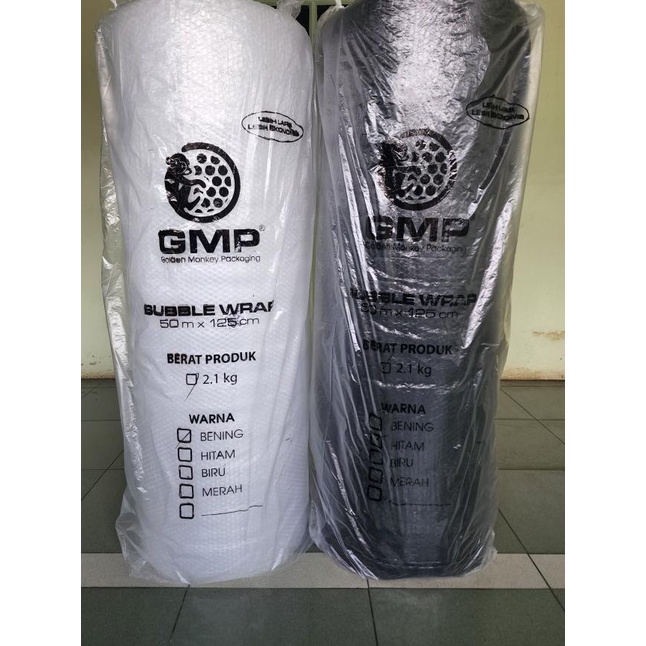

Bubble Wrap Roll GMP UKURAN 125CM X 50M - Hitam & Bening | GMP - Bening, 2.1 KG