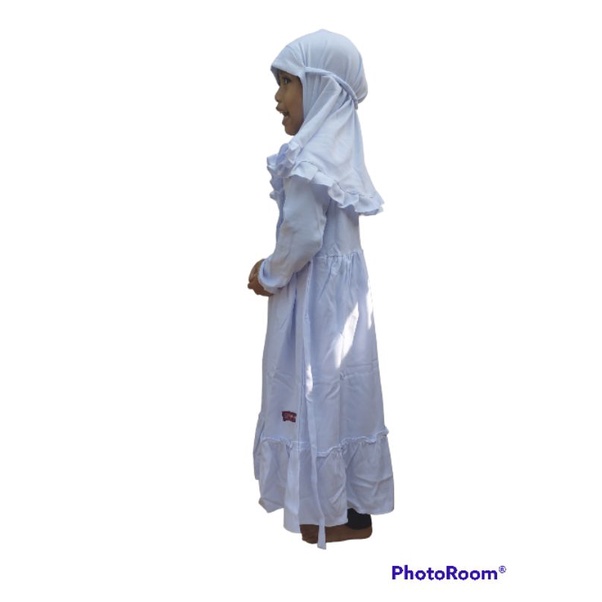 real pict Gamis anak perempuan putih,gamis manasik haji