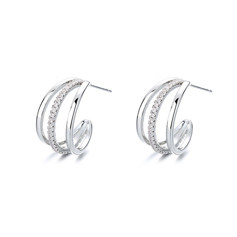 Fancyqube Anting Stud Bentuk Cakar Tiga Garis Warna Silver Serbaguna Untuk Wanita