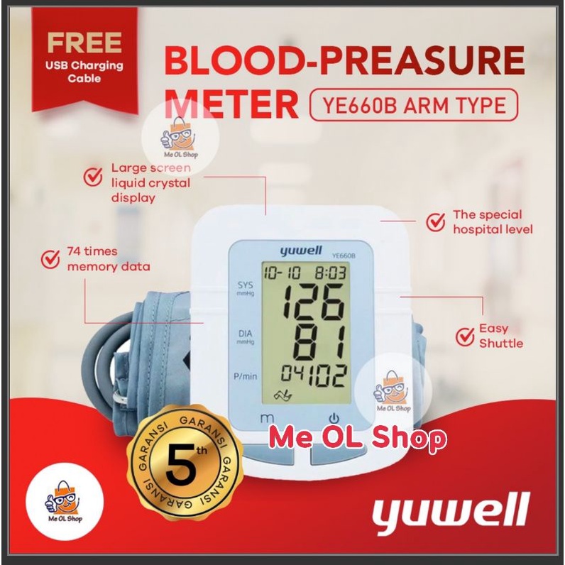 YUWELL TENSIMETER DIGITAL YE 660B GARANSI 5 TAHUN FREE KABEL USB