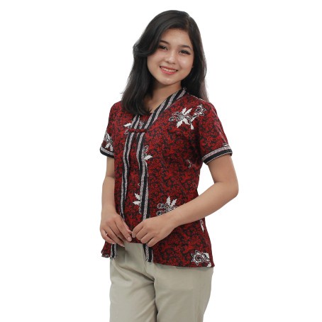 Blus Davina Lawasan Daun #3 Blouse Batik Cantik Seragam Kantor Kerja Modern Modis