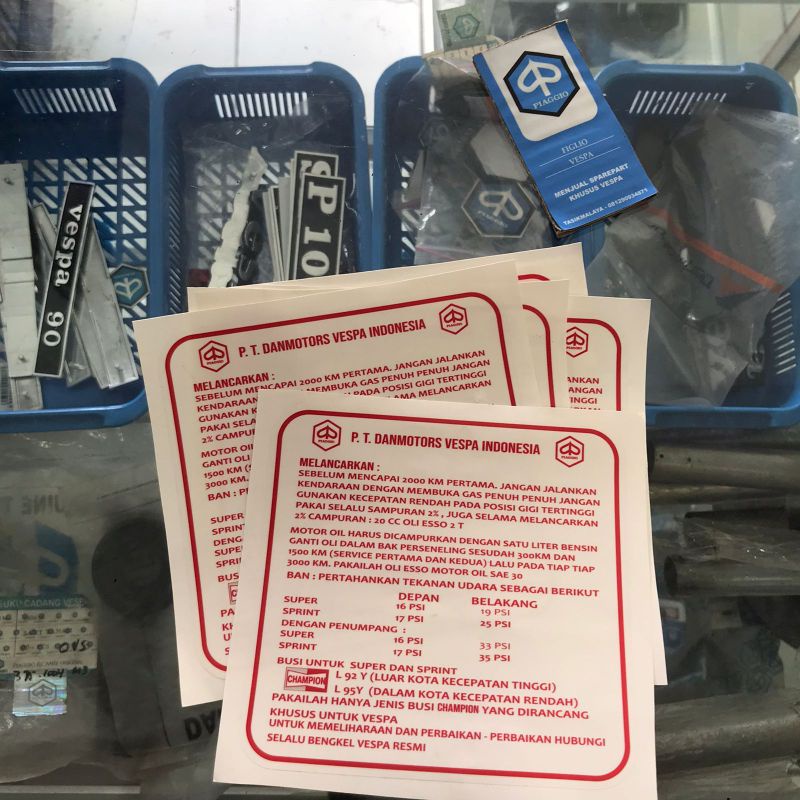 Stiker Running In vespa PT Danmotor