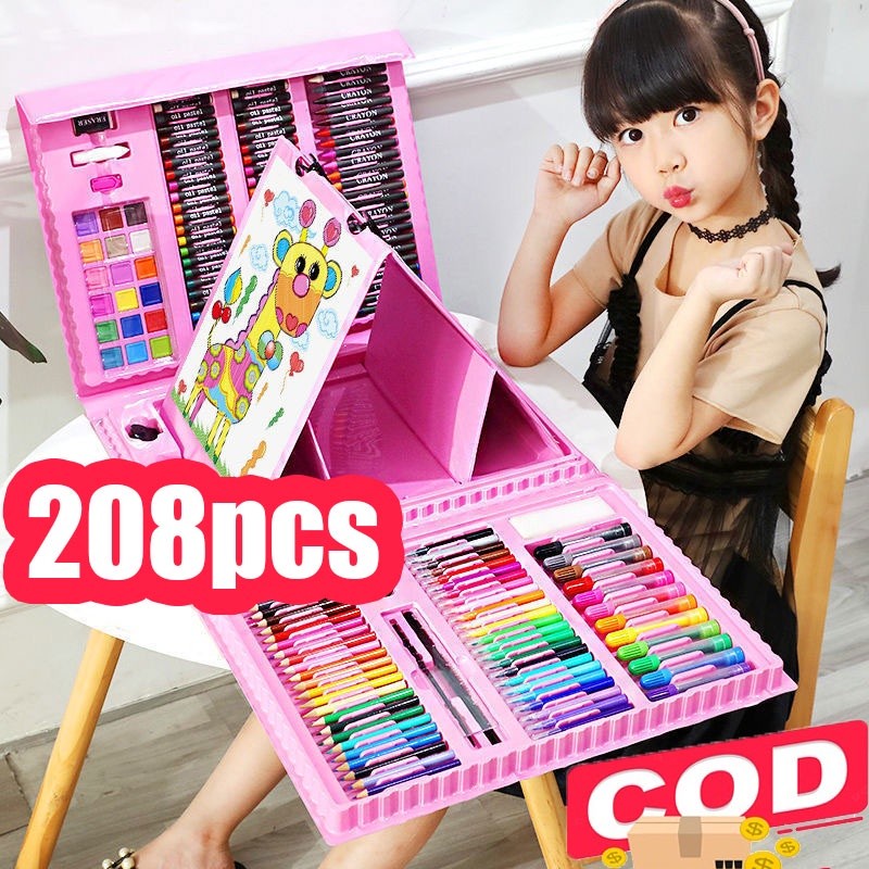 

208pcs Crayon Set / Krayon Mewarnai Anak 208pc / Alat Menggambar lukis / perlengkapan Menggambar Set Anak lengkap / Crayon Set Isi 208 Pensil Warna Cat Air Alat Lukis Karakter Stationary Color Pencil