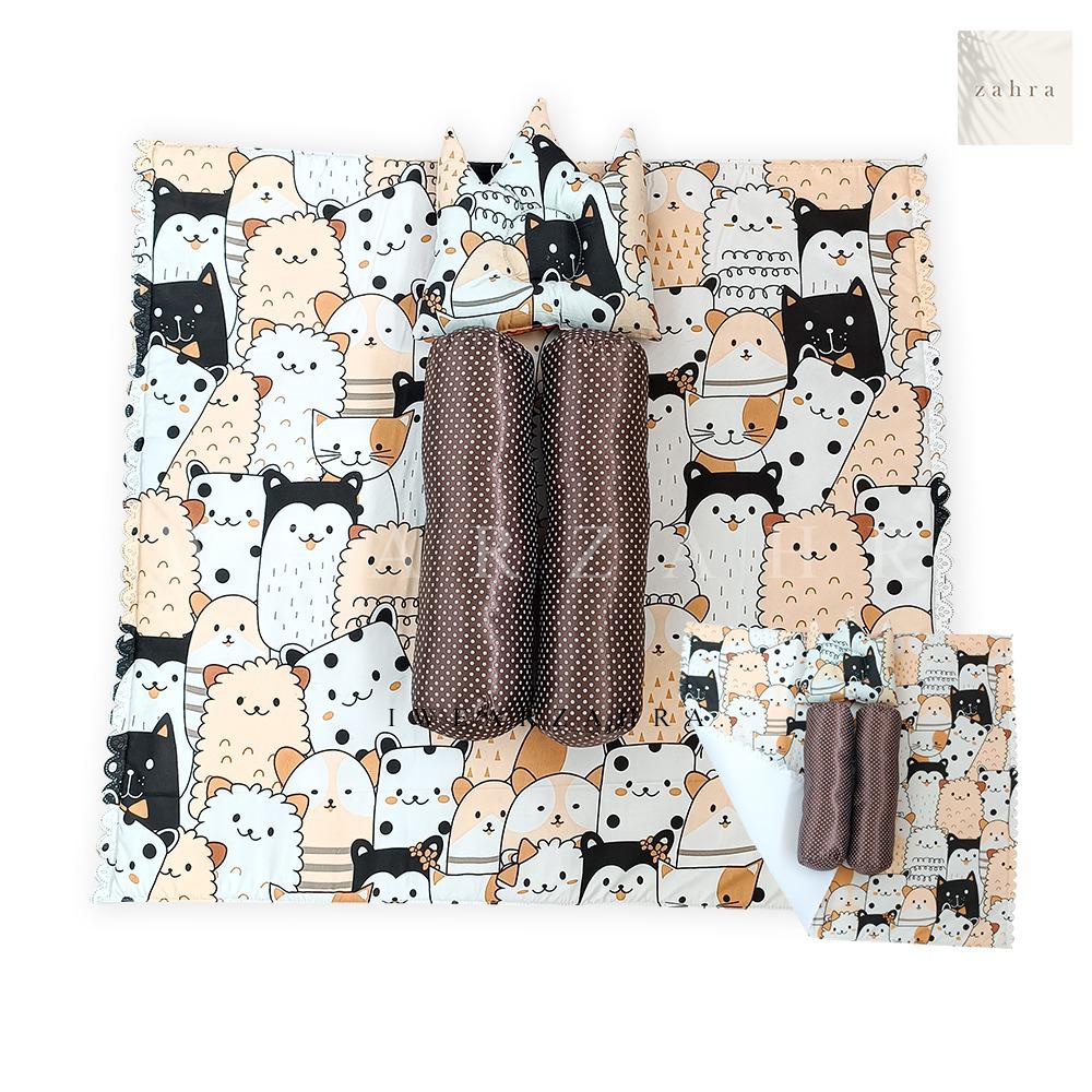 MATRAS BAYI WATERPROOF - FREE Set Bantal Guling Alas Perlak Bayi Anti Air Motif
