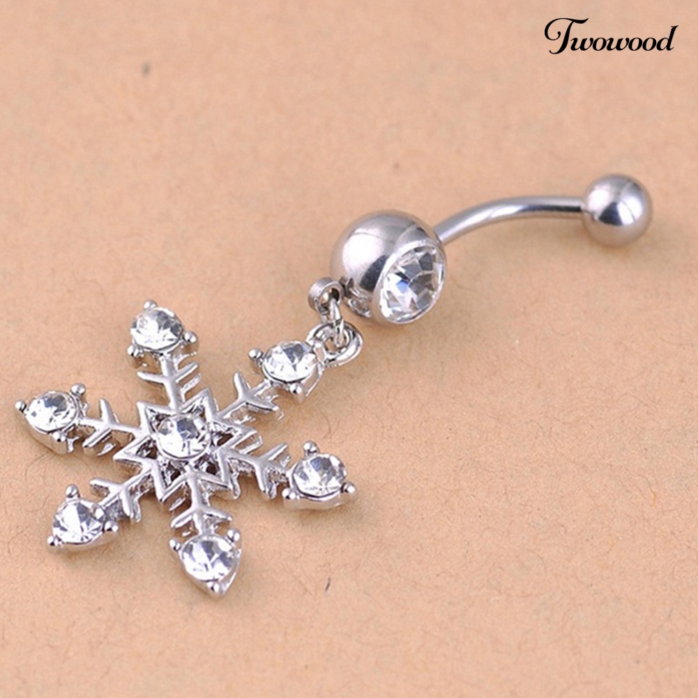 Cincin Tindik Pusar Model Menjuntai Desain Snowflake Untuk Wanita