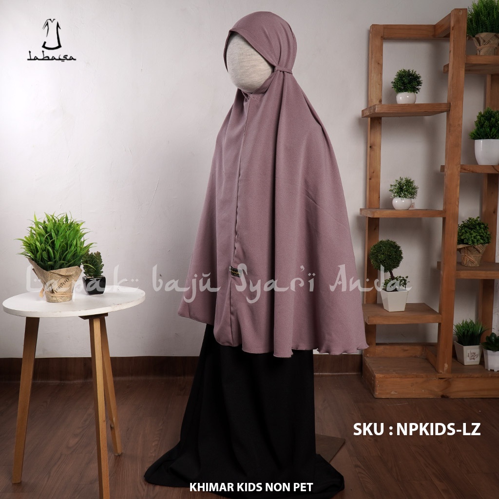 Labasa Jilbab Khimar Anak Syari Non Pet Hitam Polos &amp; Aneka Warna Ity Crepe | Bisa COD