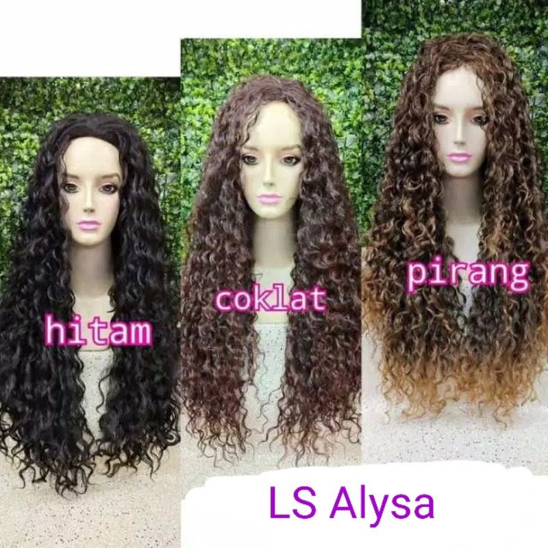 rambut palsu keriting panjang 65cm