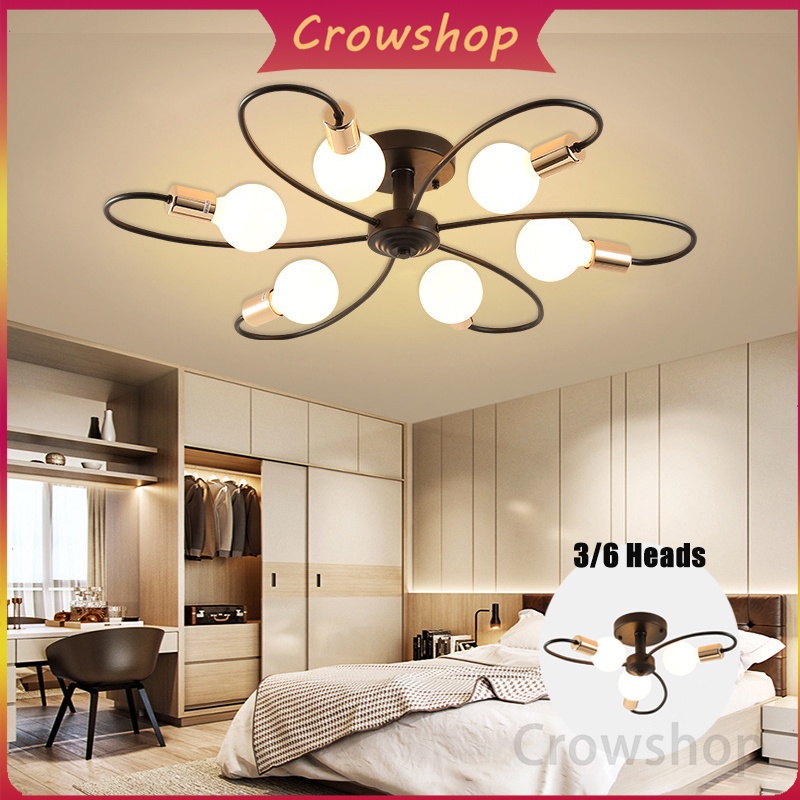 Lampu Plafon 3/6/8 Led E27 Industrial Bahan Besi Untuk Plafon Ruang Tamu Modern minimalist Ceiling lamp (Bohlam Tidak Termasuk)