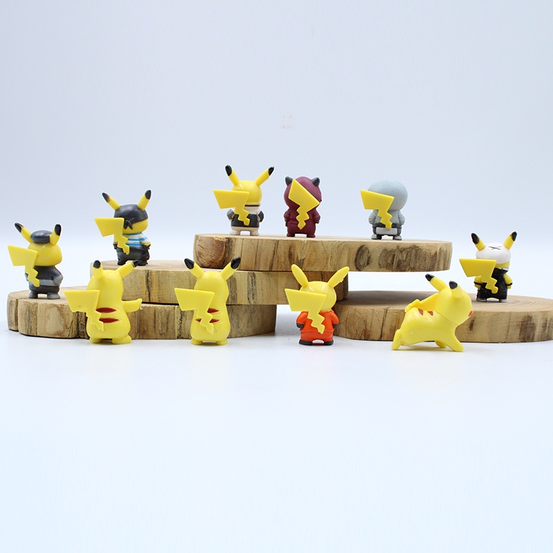 10pcs / Set Mainan Action figure mini model Kartun Pokemon Pikachu Ukuran 4CM Untuk Hadiah Ulang Tahun Anak