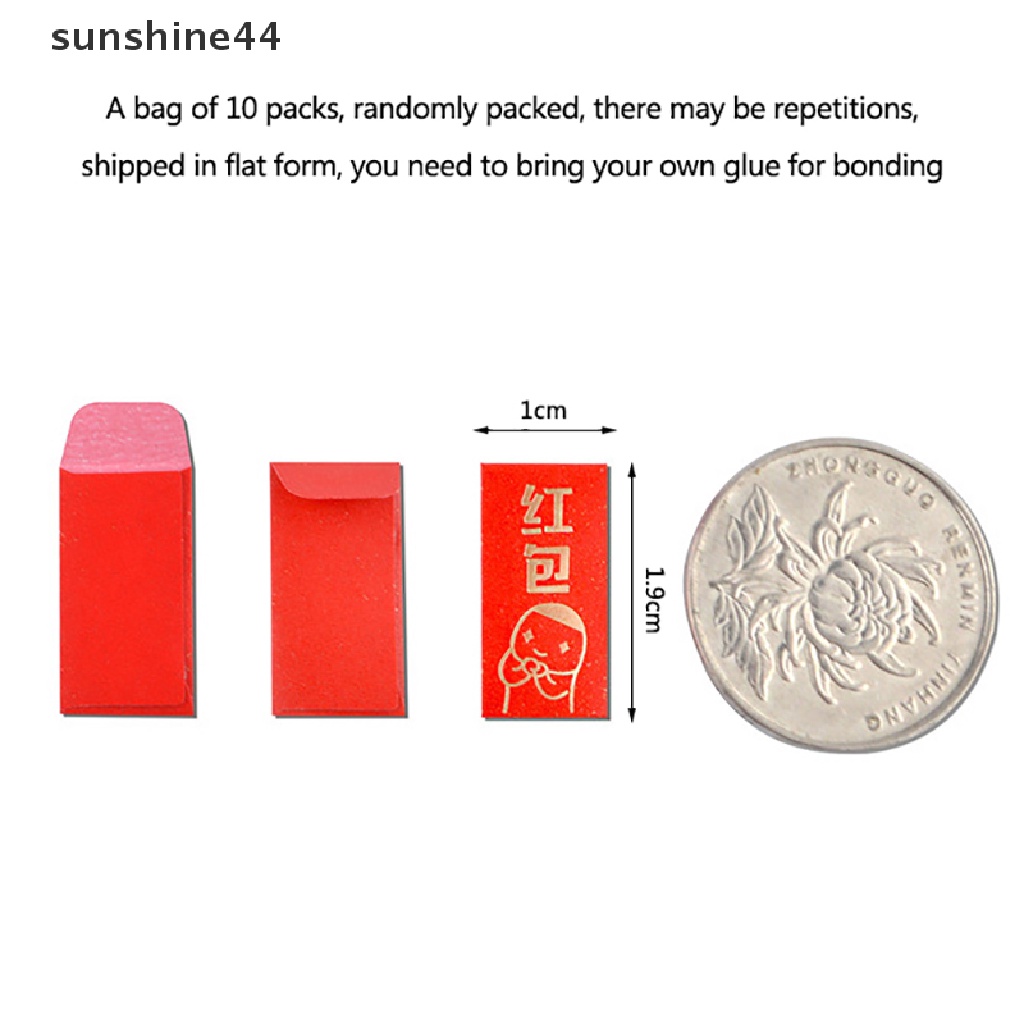 Sunshine 10Pcs Mainan Stiker Amplop Merah Skala 1: 12 Untuk Dekorasi Rumah Boneka