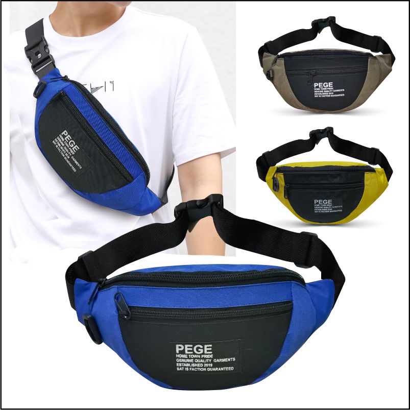 Pege 8835 - Waist bag Tas Pinggang Oval Model Kombinasi Untuk Pria Wanita Unisex