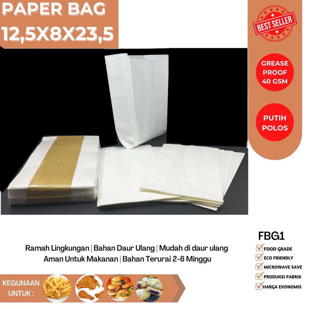 Paper Bag Small Kertas Fried Chicken (Isi 50 Pcs-FBG1W)