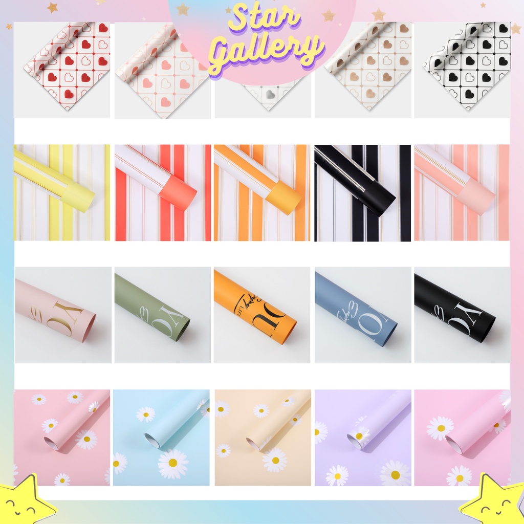 

Kertas Bunga Buket Motif Love Motif Daisy Flower Wrapping Paper Cellophane Kertas Buket Florist 6103 - 6111