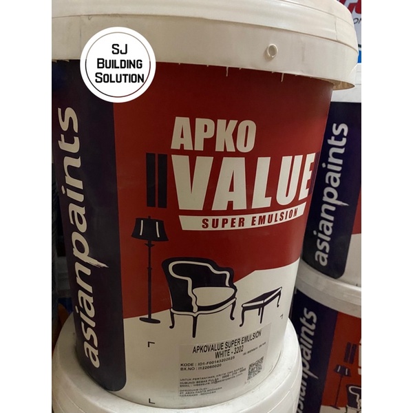 CAT TEMBOK ASIAN PAINTS VALUE SUPER EMULSION 25KG 25 KG CAT DINDING CAT AIR PUTIH PUTIH KEBIRUAN PUT