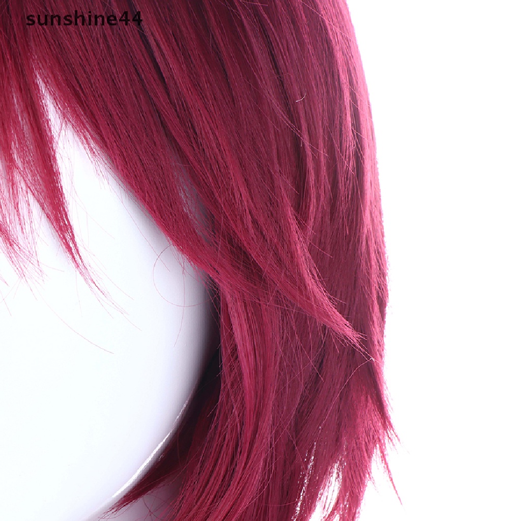 Sunshine Wig / Rambut Palsu Panjang + Poni Tahan Panas Warna Merah Untuk Cosplay Anime