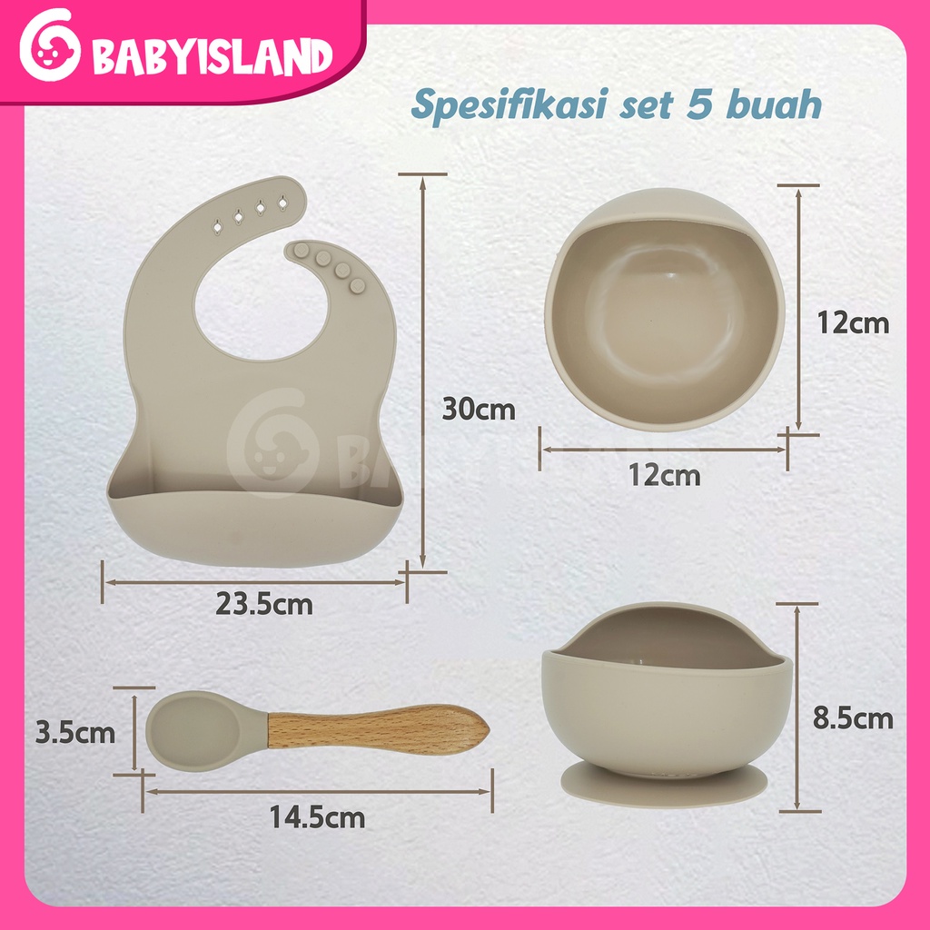 PREMIUM SILICONE BOWL BPA Free Waterproof Peralatan Tempat Makan Bayi Anak-anak Silikon Bib Mangkok Sendok Piring Garpu