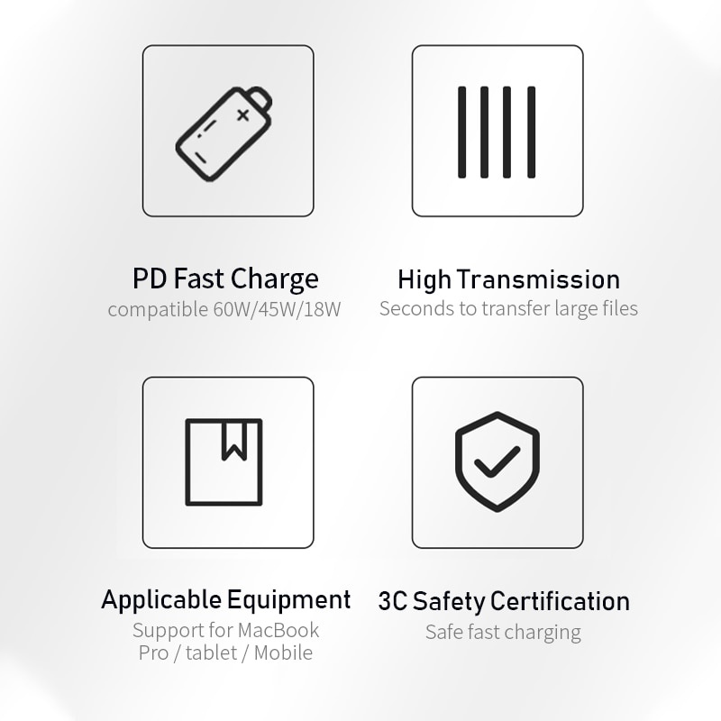 Kebiss PD Kabel Data / Charger Usb Tipe-C 60W Fast Charging Untuk iPad Pro / Samsung MacBook Pro