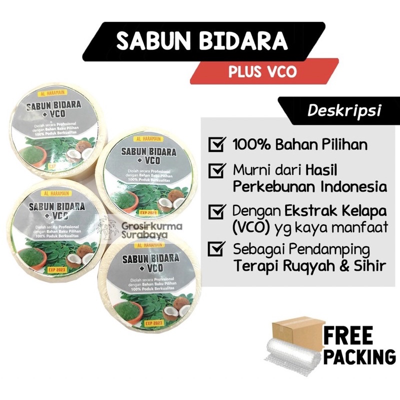 Sabun Bidara Plus VCO Herbal 50gr Asli Tanpa Pewarna Murni Aman Untuk Muka Badan Jerawat Gatal