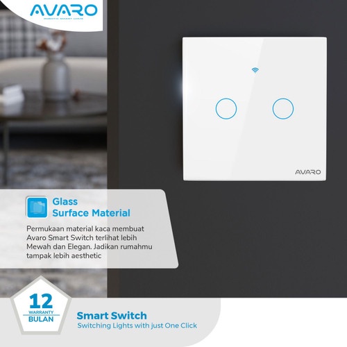 AVARO SMART SWITCH 1 / 2 / 3 GANG Saklar pintar WALL LIGHT WIRELESS