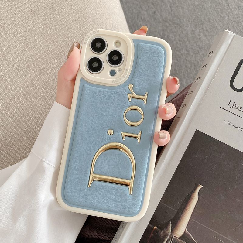 Case Handphone Wanita Bahan Kulit Warna Hitam Untuk iPhone 11 12 13 14 Pro Max 14 Plus DIOR