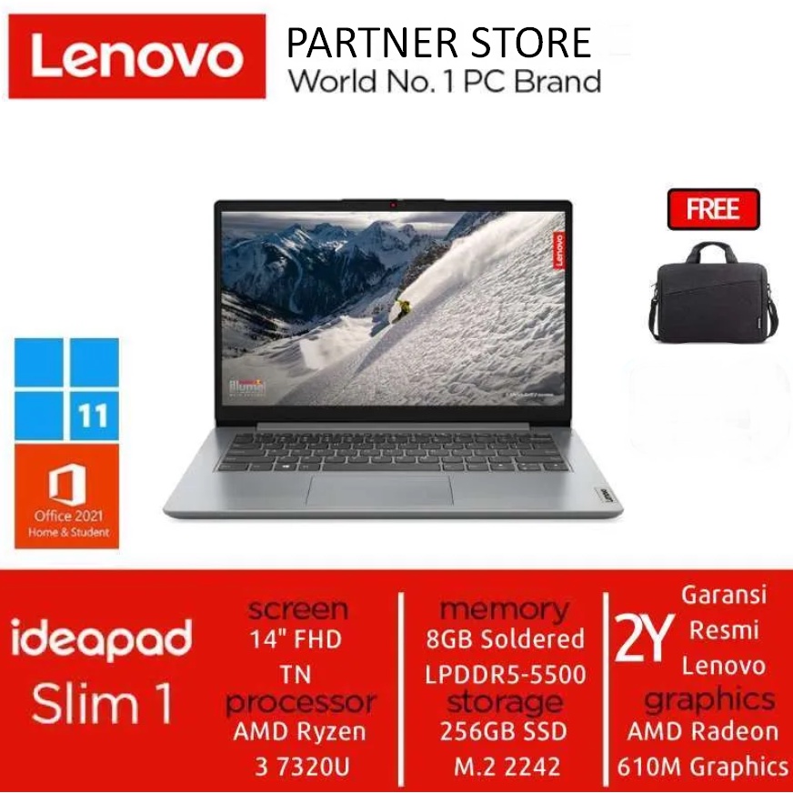 Jual Lenovo Ideapad Slim 1 14amn7 Ryzen 3 7320u 8gb 256gb Ssd 14fhd