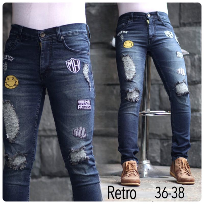 Jeans Sobek Ripped Ukuran 33-38 Jumbo Bigsize