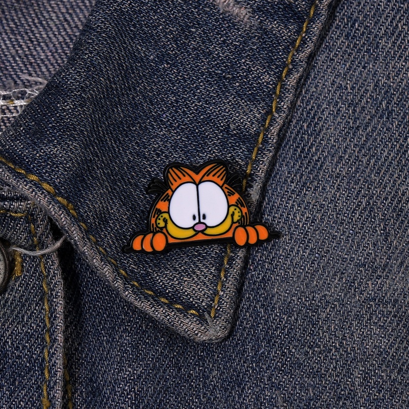 Bros Pin Enamel Desain Kartun Hewan Kucing Garfield Lucu Untuk Anak